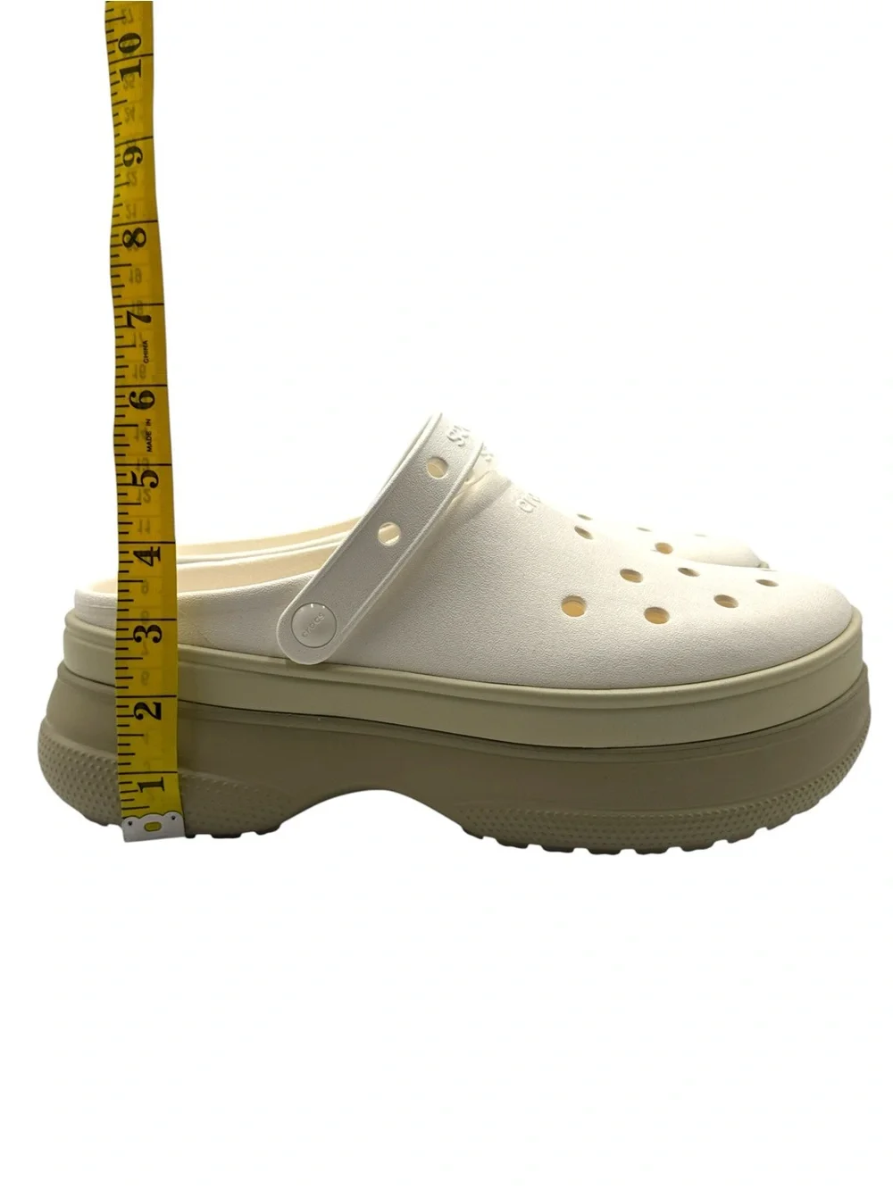 NWT Crocs Classic Stacked Clogs - Chalk / Neutral Platform Sandals Size 11W / 9M